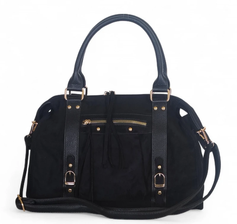 Torebka Gallantry Paris zamszowa shopper bag – modna torba z frędzlami i eko skórą