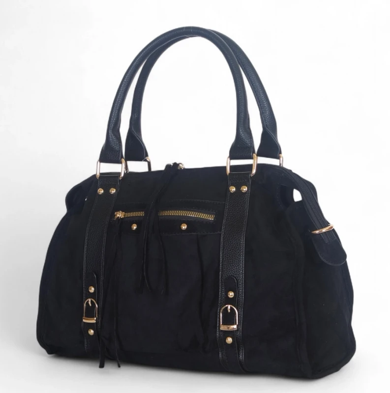 Torebka Gallantry Paris zamszowa shopper bag – modna torba z frędzlami i eko skórą