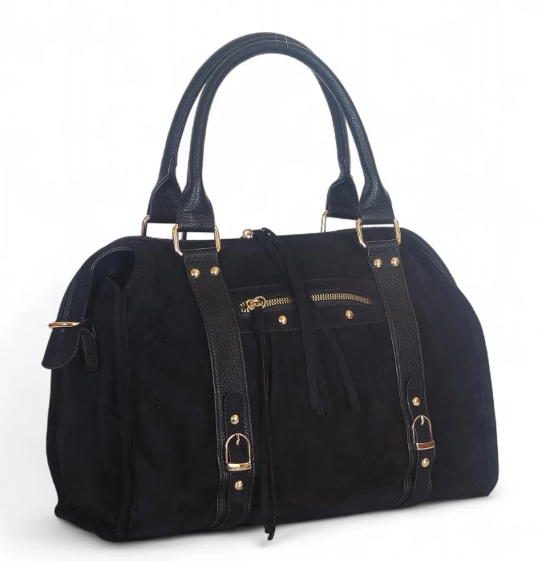 Torebka Gallantry Paris zamszowa shopper bag – modna torba z frędzlami i eko skórą