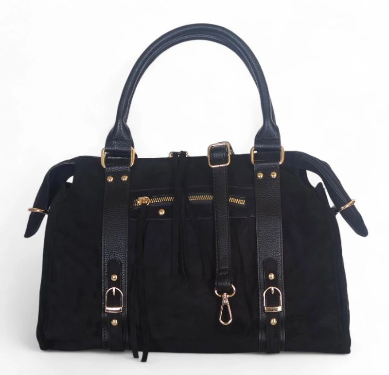 Torebka Gallantry Paris zamszowa shopper bag – modna torba z frędzlami i eko skórą