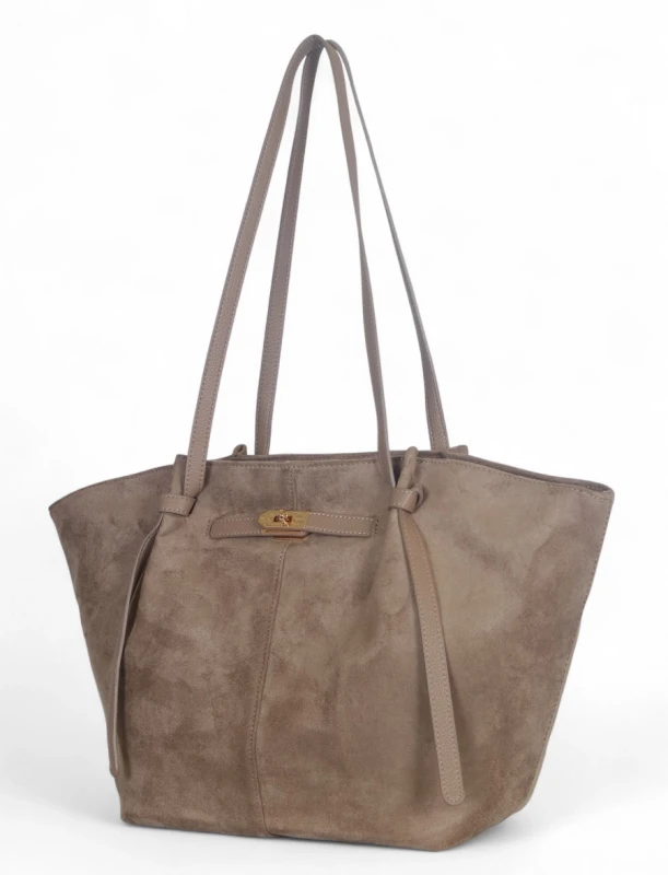 Torebka zamszowa Gallantry Paris – elegancka shopper bag z eko skórą, mieści A4