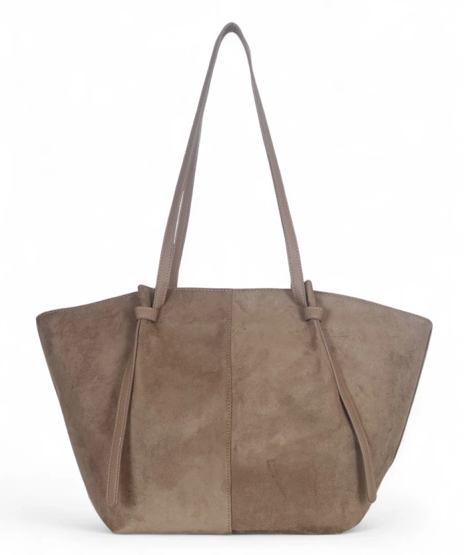 Torebka zamszowa Gallantry Paris – elegancka shopper bag z eko skórą, mieści A4