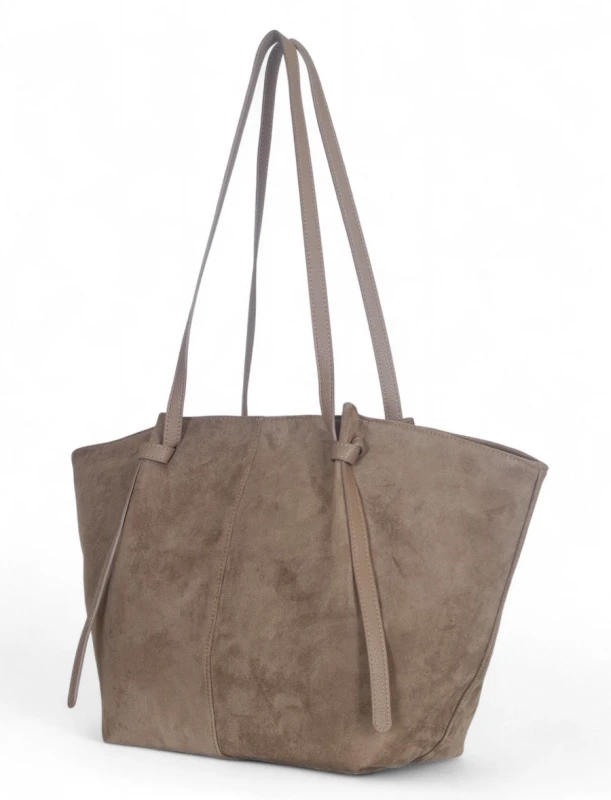 Torebka zamszowa Gallantry Paris – elegancka shopper bag z eko skórą, mieści A4