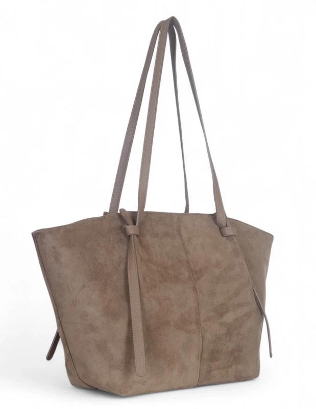 Torebka zamszowa Gallantry Paris – elegancka shopper bag z eko skórą, mieści A4