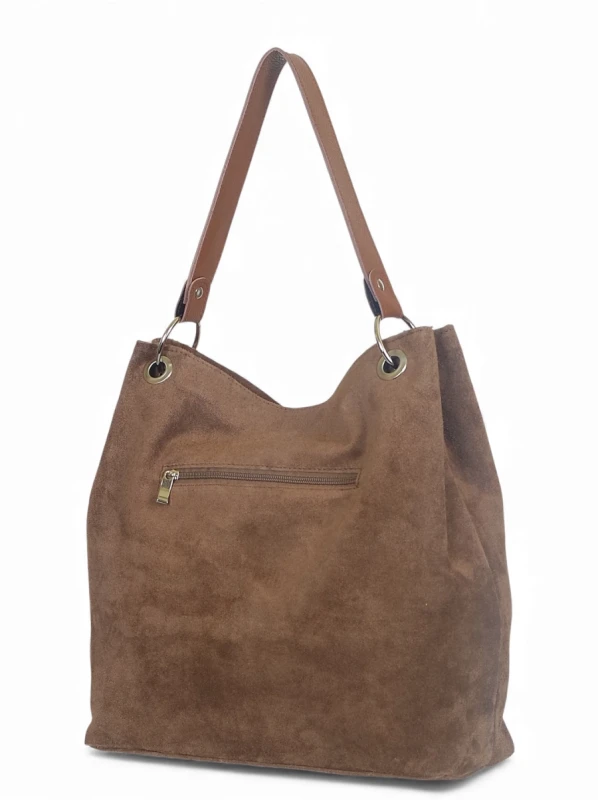 VERA PELLE Zamszowa torebka SKÓRA Taupe ZJ12