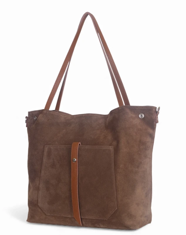 Vera Pelle Włoska zamszowa torebka shopper Skóra naturalna