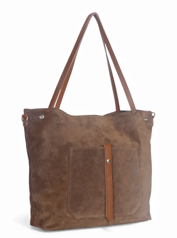 Vera Pelle Włoska zamszowa torebka shopper Skóra naturalna