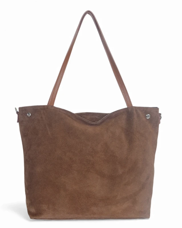 Vera Pelle Włoska zamszowa torebka shopper Skóra naturalna