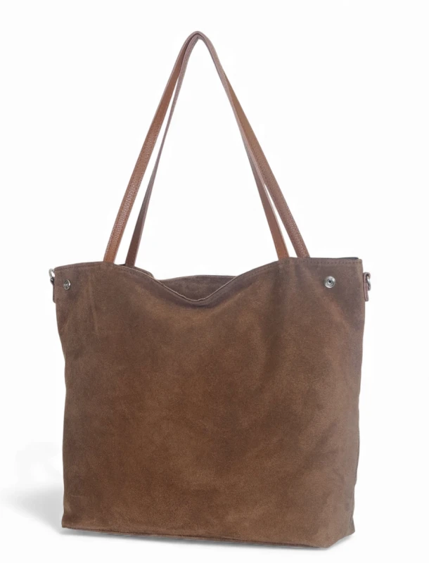 Vera Pelle Włoska zamszowa torebka shopper Skóra naturalna