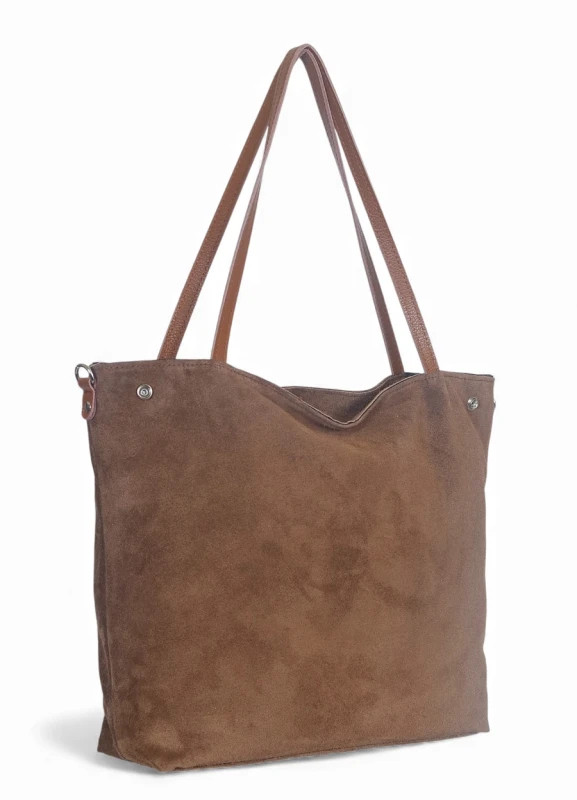 Vera Pelle Włoska zamszowa torebka shopper Skóra naturalna