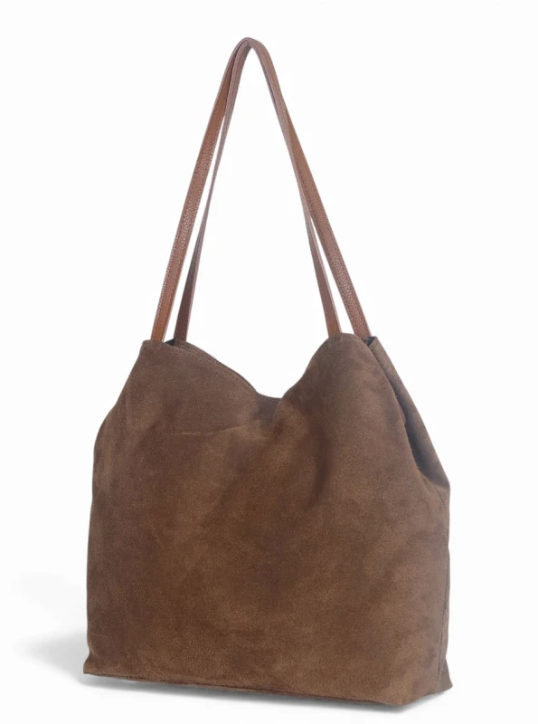 Vera Pelle Włoska zamszowa torebka shopper Skóra naturalna