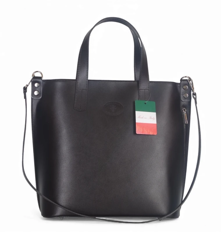 VERA PELLE Ekskluzywna Skórzana włoska torebka Czekoladowy brąz