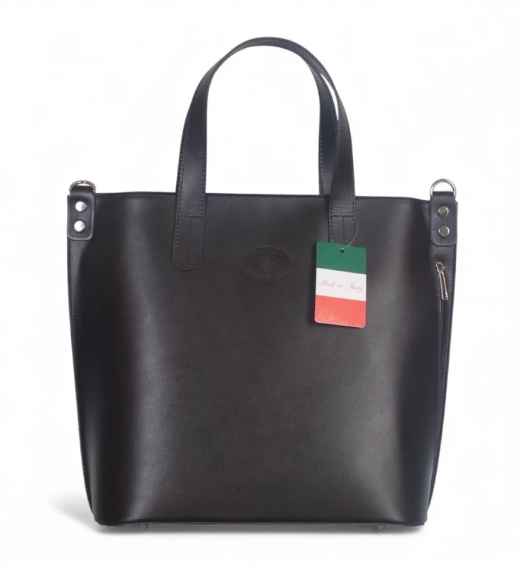 VERA PELLE Ekskluzywna Skórzana włoska torebka Czekoladowy brąz