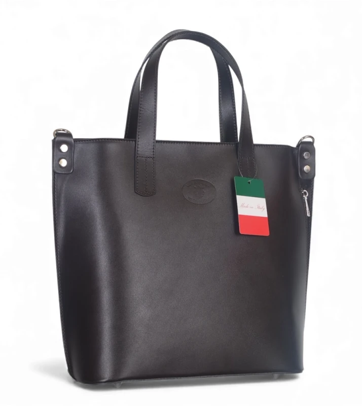 VERA PELLE Ekskluzywna Skórzana włoska torebka Czekoladowy brąz