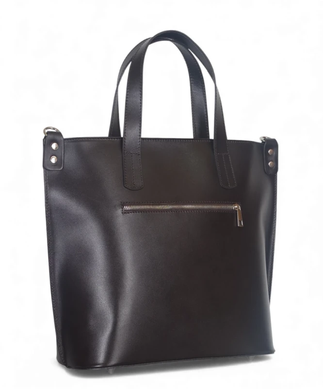 VERA PELLE Ekskluzywna Skórzana włoska torebka Czekoladowy brąz