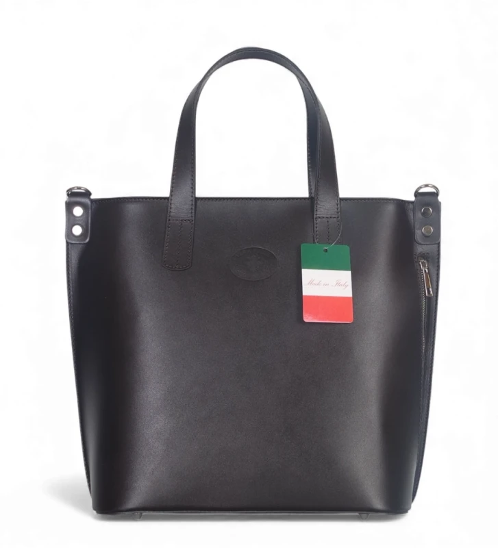 VERA PELLE Ekskluzywna Skórzana włoska torebka Czekoladowy brąz