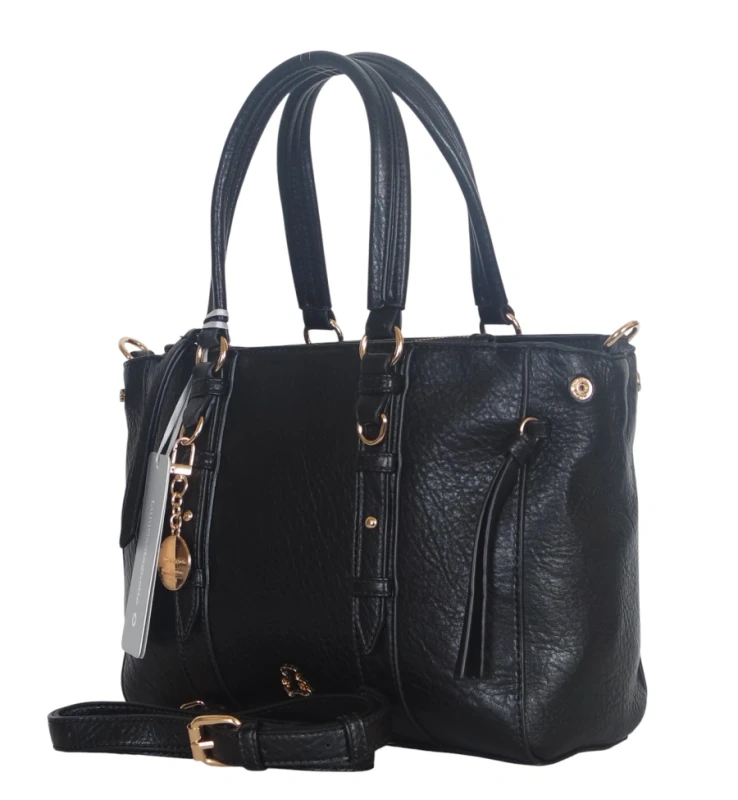 Torebka kuferek Lulu Castagnette – elegancka torebka damska z eko skóry, dwie komory, złote dodatki