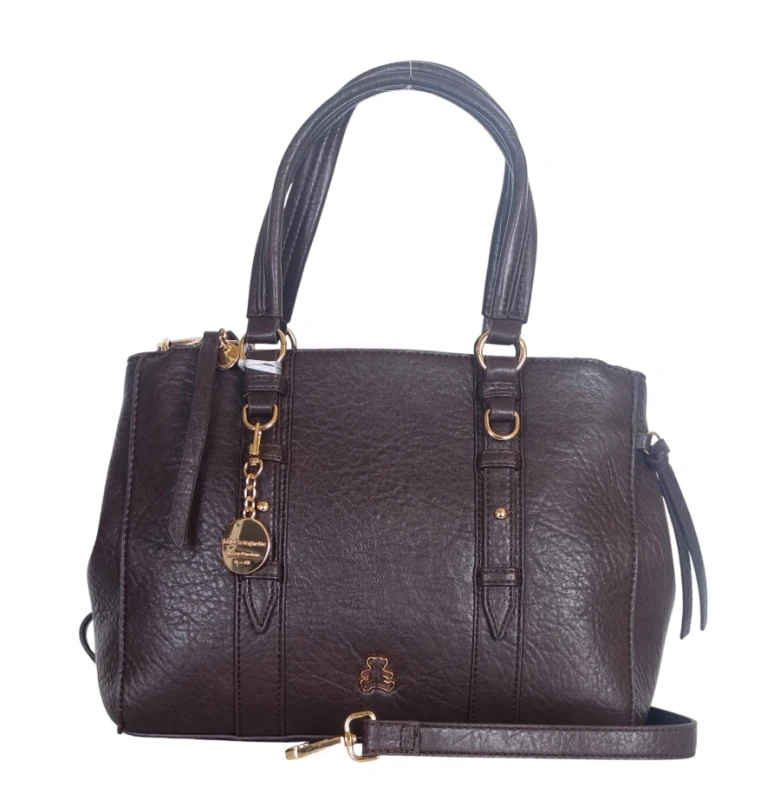 Torebka kuferek Lulu Castagnette – elegancka torebka damska z eko skóry, dwie komory, złote dodatki