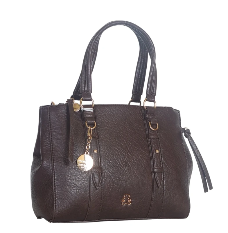 Torebka kuferek Lulu Castagnette – elegancka torebka damska z eko skóry, dwie komory, złote dodatki