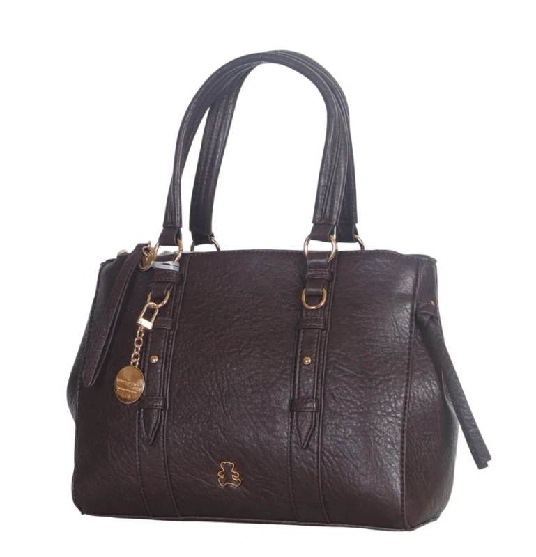 Torebka kuferek Lulu Castagnette – elegancka torebka damska z eko skóry, dwie komory, złote dodatki