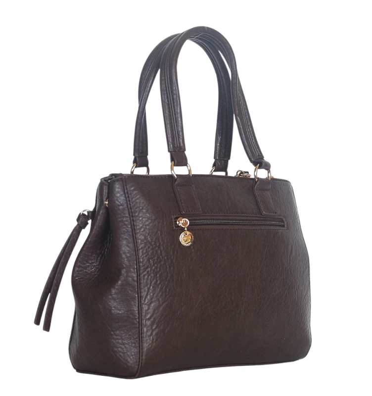 Torebka kuferek Lulu Castagnette – elegancka torebka damska z eko skóry, dwie komory, złote dodatki