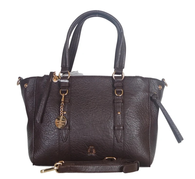 Torebka kuferek Lulu Castagnette – elegancka torebka damska z eko skóry, dwie komory, złote dodatki