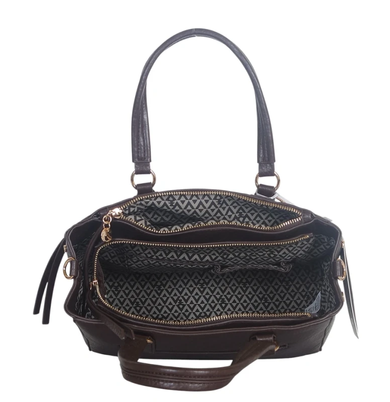 Torebka kuferek Lulu Castagnette – elegancka torebka damska z eko skóry, dwie komory, złote dodatki