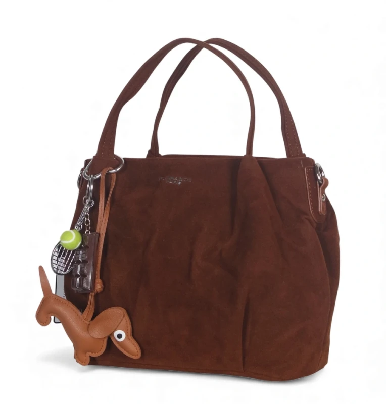 Torebka damska Flora&amp;Co – elegancki brązowy mini shopper z zamszu ekologicznego