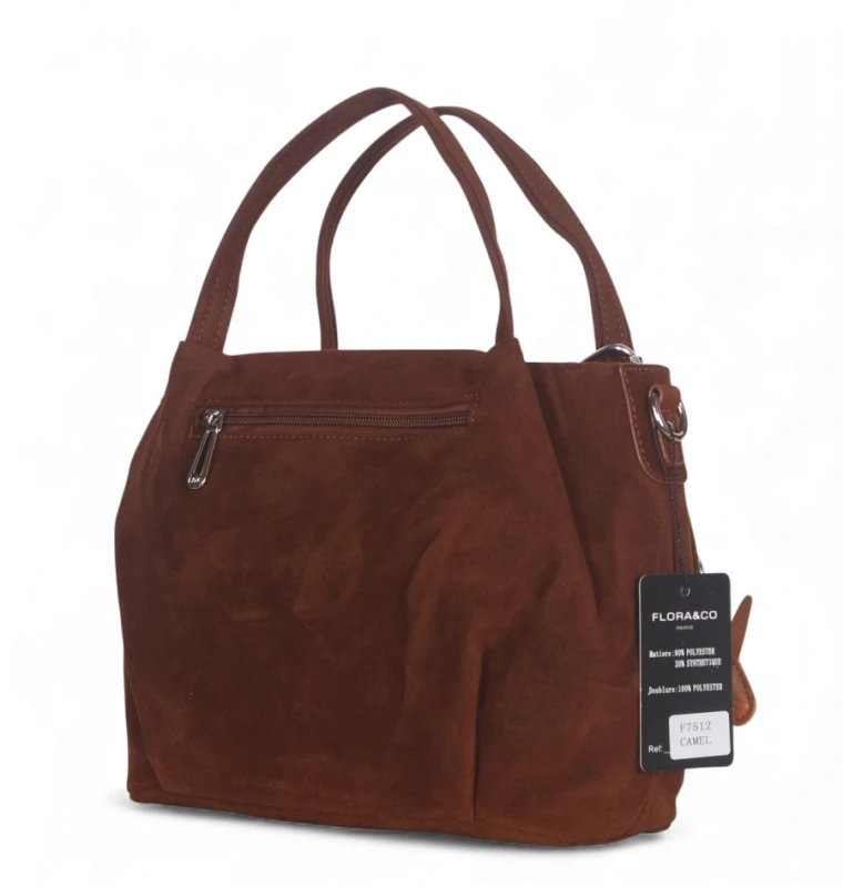 Torebka damska Flora&amp;Co – elegancki brązowy mini shopper z zamszu ekologicznego