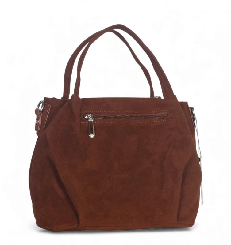 Torebka damska Flora&amp;Co – elegancki brązowy mini shopper z zamszu ekologicznego