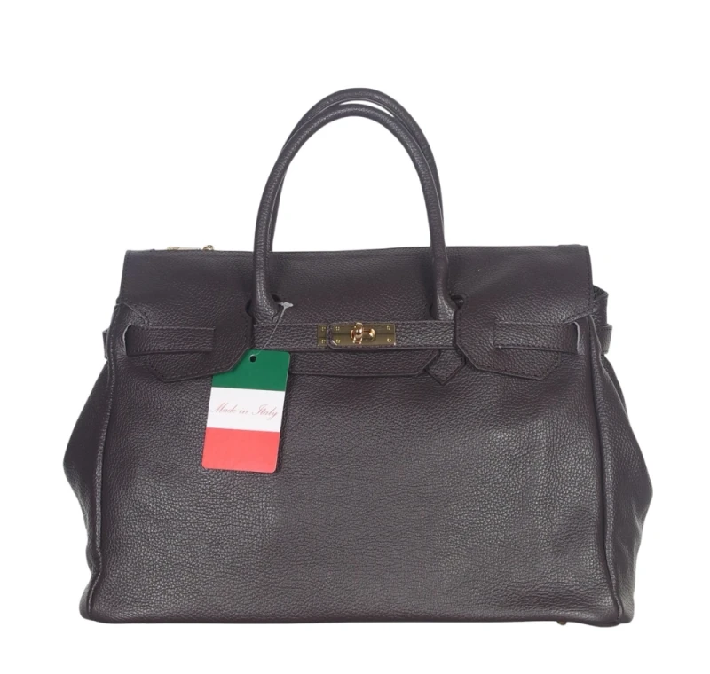 VERA PELLE Włoska skórzana torebka damska kuferek SKÓRA NATURALNA