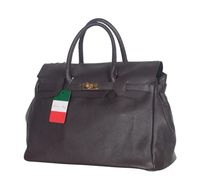 VERA PELLE Włoska skórzana torebka damska kuferek SKÓRA NATURALNA