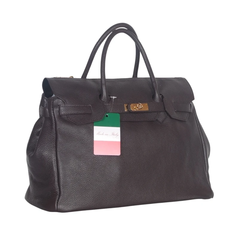 VERA PELLE Włoska skórzana torebka damska kuferek SKÓRA NATURALNA