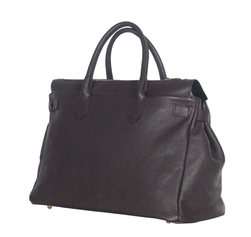 VERA PELLE Włoska skórzana torebka damska kuferek SKÓRA NATURALNA