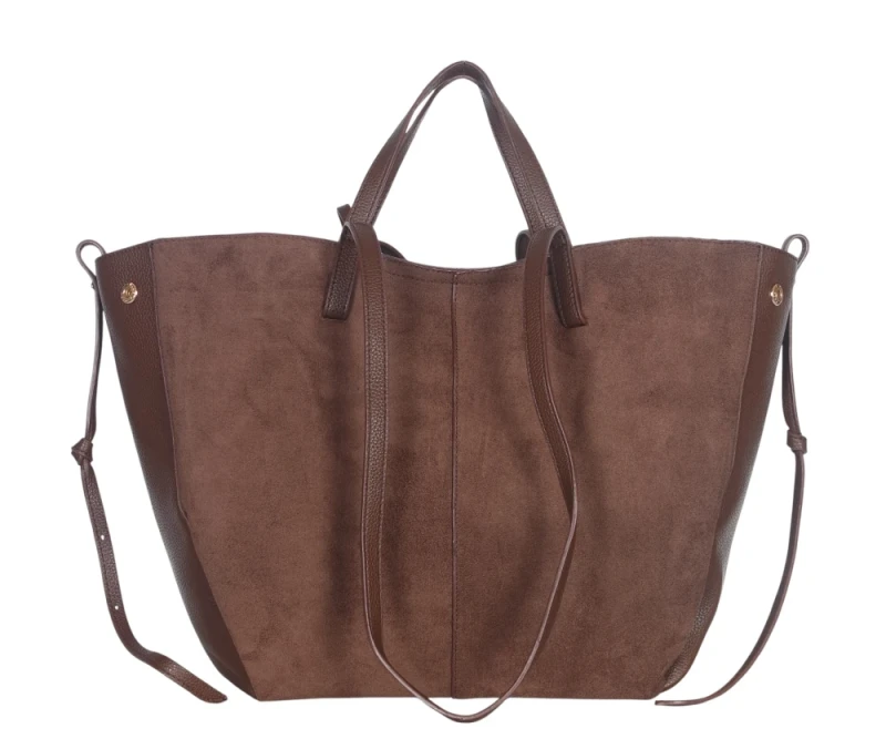 Duża torebka zamszowa shopper Gallantry Paris • Regulowana • Z saszetką