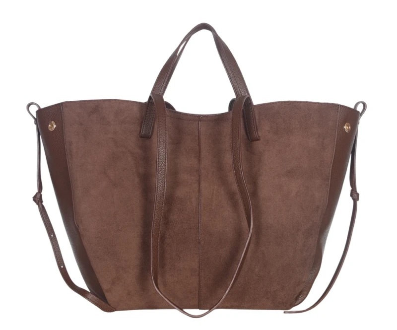 Duża torebka zamszowa shopper Gallantry Paris • Regulowana • Z saszetką