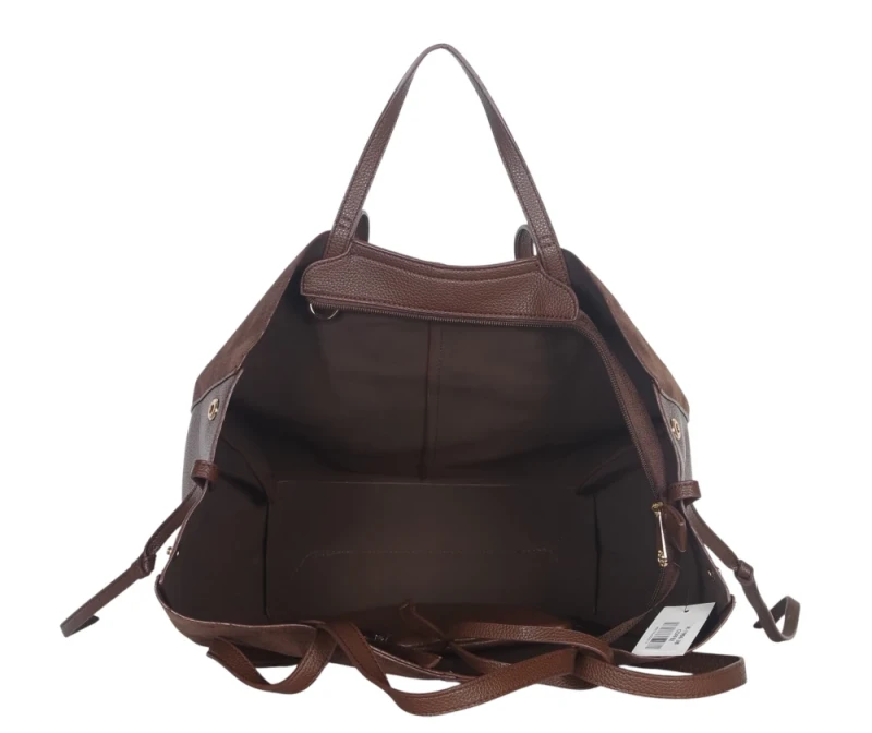 Duża torebka zamszowa shopper Gallantry Paris • Regulowana • Z saszetką