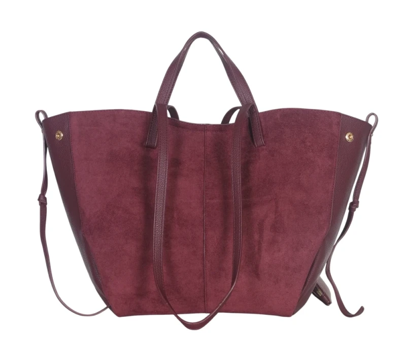 Duża torebka zamszowa shopper Gallantry Paris • Regulowana • Z saszetką