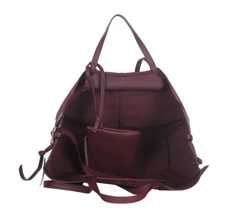 Duża torebka zamszowa shopper Gallantry Paris • Regulowana • Z saszetką