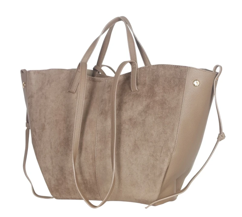 Duża torebka zamszowa shopper Gallantry Paris • Regulowana • Z saszetką