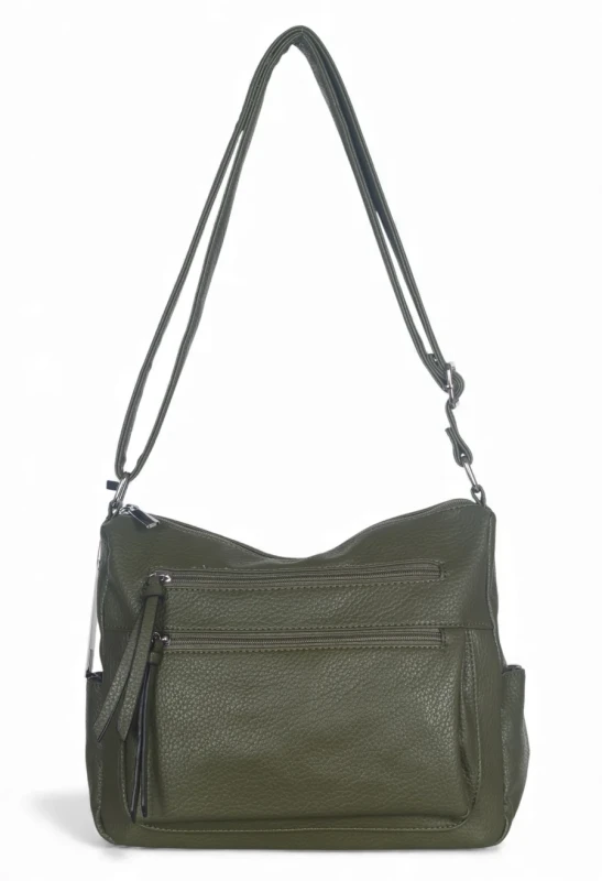 Praktyczna torebka damska na długim pasku 2 komory i 8 kieszonek