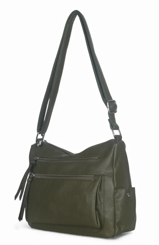 Praktyczna torebka damska na długim pasku 2 komory i 8 kieszonek