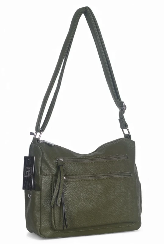 Praktyczna torebka damska na długim pasku 2 komory i 8 kieszonek