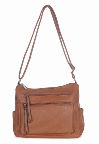 Praktyczna torebka damska na długim pasku 2 komory i 8 kieszonek 