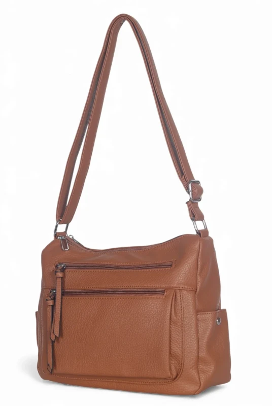 Praktyczna torebka damska na długim pasku 2 komory i 8 kieszonek