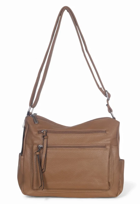 Praktyczna torebka damska na długim pasku 2 komory i 8 kieszonek