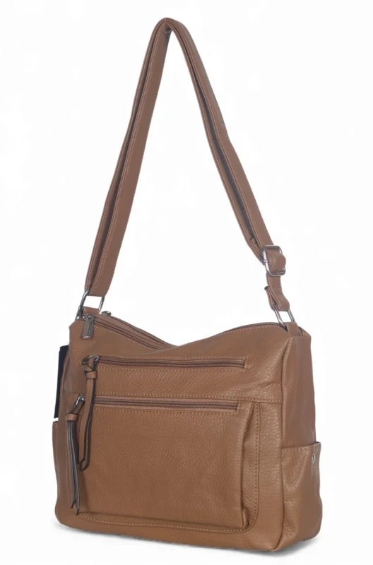 Praktyczna torebka damska na długim pasku 2 komory i 8 kieszonek