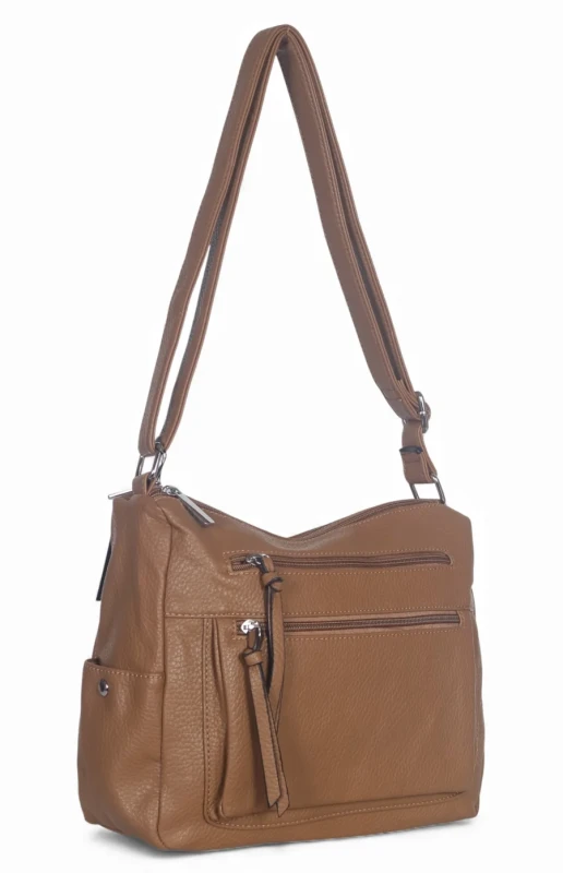 Praktyczna torebka damska na długim pasku 2 komory i 8 kieszonek