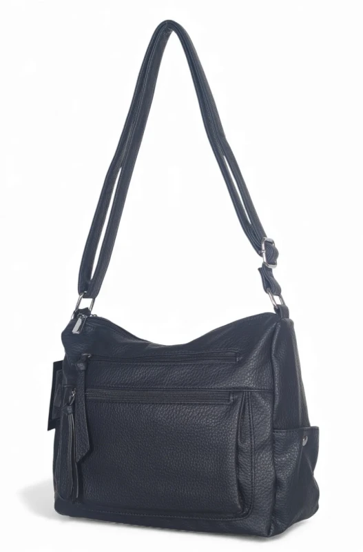 Praktyczna torebka damska na długim pasku 2 komory i 8 kieszonek