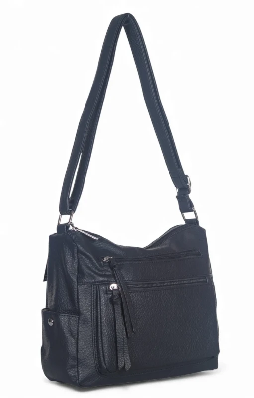 Praktyczna torebka damska na długim pasku 2 komory i 8 kieszonek